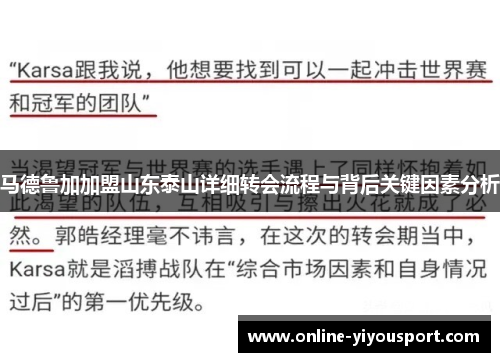 马德鲁加加盟山东泰山详细转会流程与背后关键因素分析